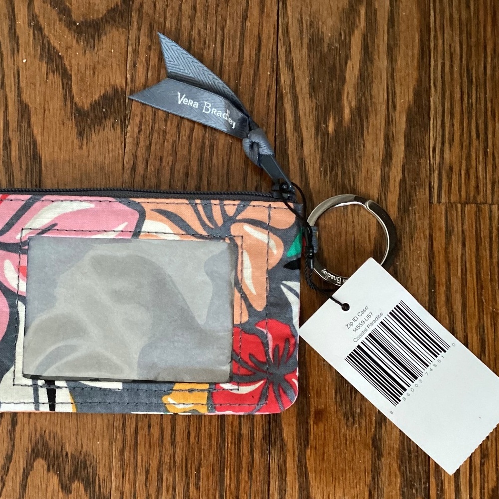 Vera Bradley Coastal Paradise zip ID case with keyring